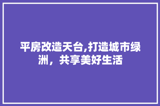 平房改造天台,打造城市绿洲，共享美好生活