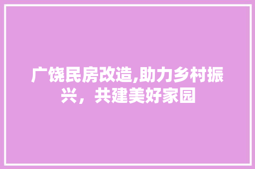 广饶民房改造,助力乡村振兴，共建美好家园
