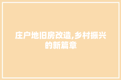 庄户地旧房改造,乡村振兴的新篇章