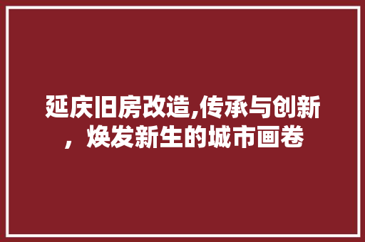 延庆旧房改造,传承与创新，焕发新生的城市画卷