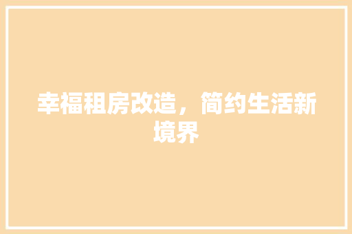 幸福租房改造，简约生活新境界