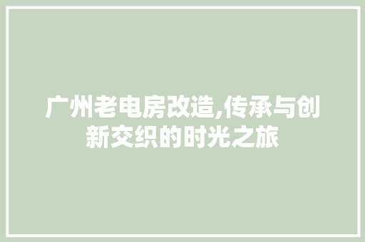 广州老电房改造,传承与创新交织的时光之旅