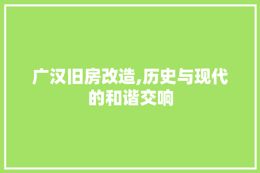 广汉旧房改造,历史与现代的和谐交响