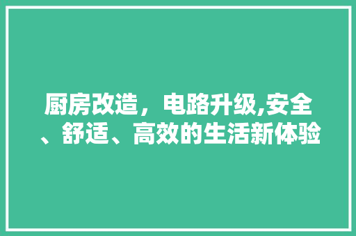 厨房改造，电路升级,安全、舒适、高效的生活新体验