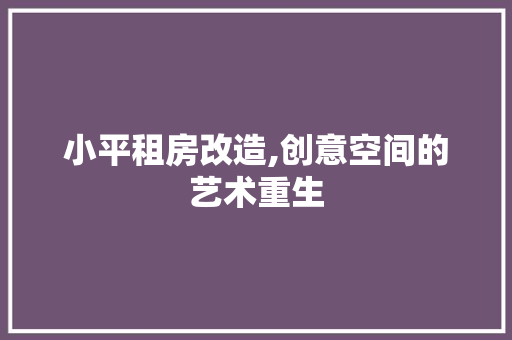 小平租房改造,创意空间的艺术重生