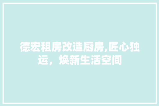 德宏租房改造厨房,匠心独运，焕新生活空间