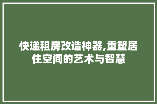 快递租房改造神器,重塑居住空间的艺术与智慧