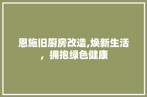 恩施旧厨房改造,焕新生活，拥抱绿色健康