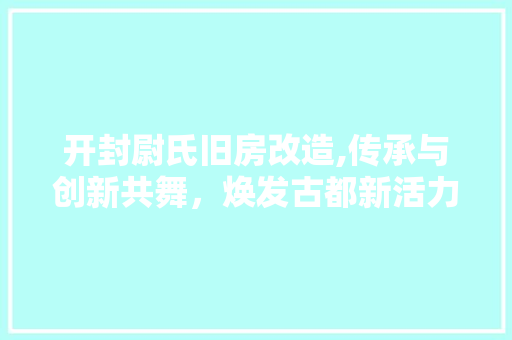 开封尉氏旧房改造,传承与创新共舞，焕发古都新活力