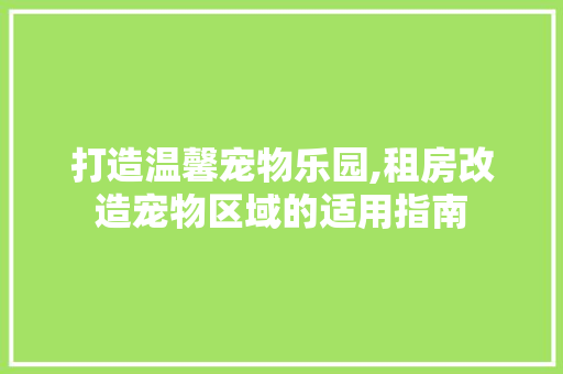 打造温馨宠物乐园,租房改造宠物区域的适用指南