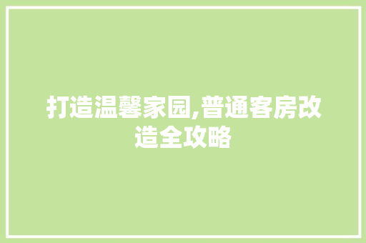 打造温馨家园,普通客房改造全攻略