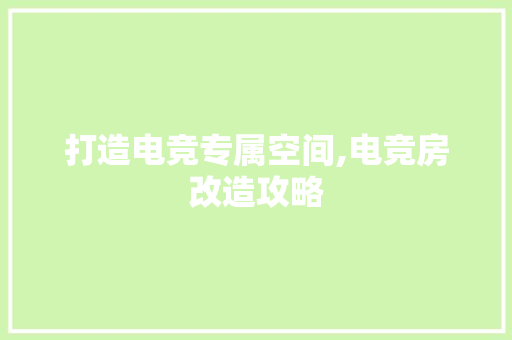 打造电竞专属空间,电竞房改造攻略