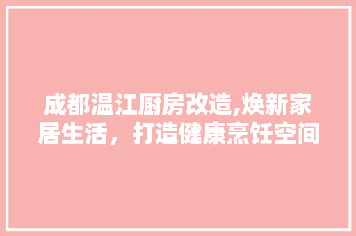成都温江厨房改造,焕新家居生活，打造健康烹饪空间