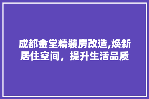 成都金堂精装房改造,焕新居住空间，提升生活品质