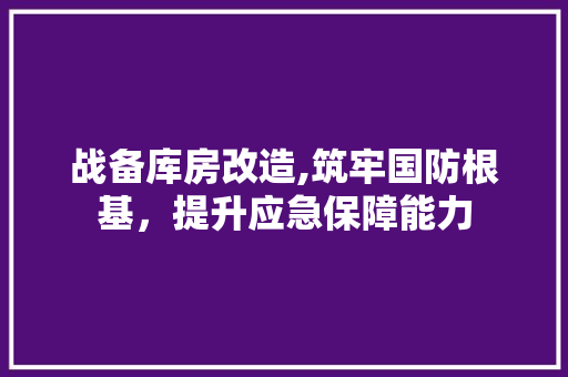 战备库房改造,筑牢国防根基，提升应急保障能力