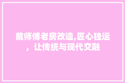 戴师傅老房改造,匠心独运，让传统与现代交融
