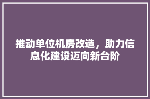 推动单位机房改造，助力信息化建设迈向新台阶
