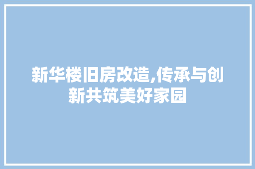 新华楼旧房改造,传承与创新共筑美好家园