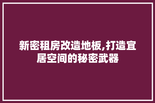 新密租房改造地板,打造宜居空间的秘密武器