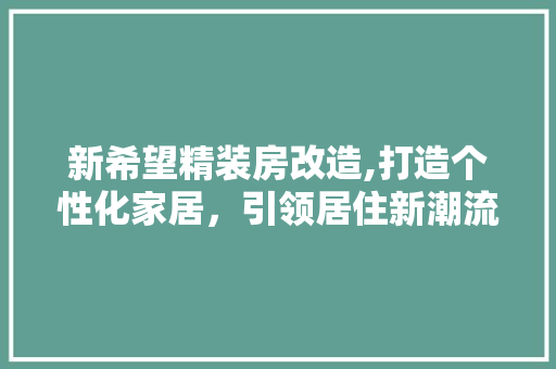 新希望精装房改造,打造个性化家居，引领居住新潮流