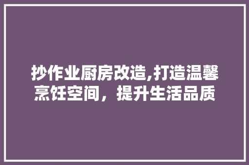 抄作业厨房改造,打造温馨烹饪空间，提升生活品质