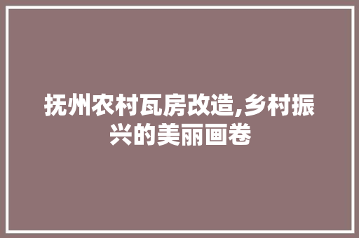 抚州农村瓦房改造,乡村振兴的美丽画卷