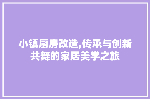 小镇厨房改造,传承与创新共舞的家居美学之旅