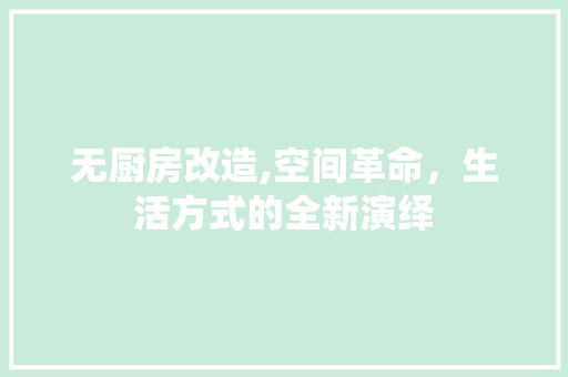 无厨房改造,空间革命，生活方式的全新演绎