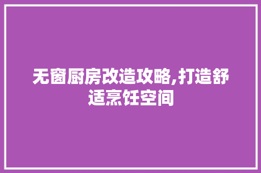 无窗厨房改造攻略,打造舒适烹饪空间