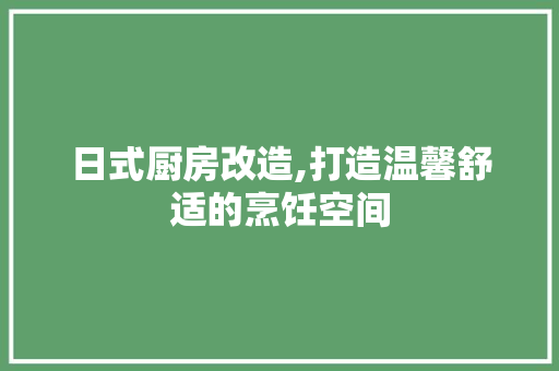 日式厨房改造,打造温馨舒适的烹饪空间