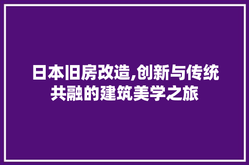 日本旧房改造,创新与传统共融的建筑美学之旅
