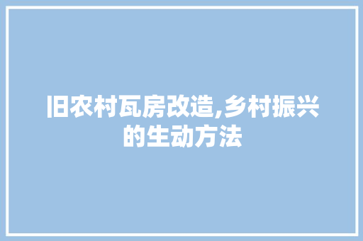 旧农村瓦房改造,乡村振兴的生动方法