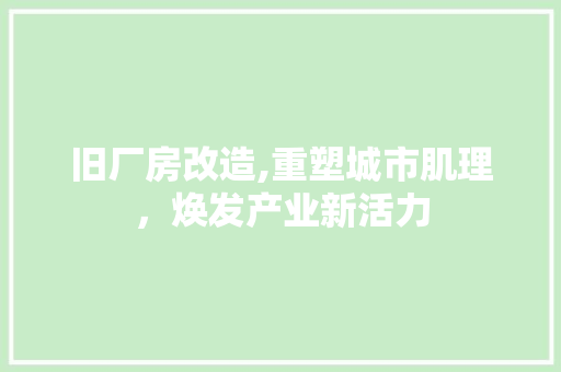 旧厂房改造,重塑城市肌理，焕发产业新活力