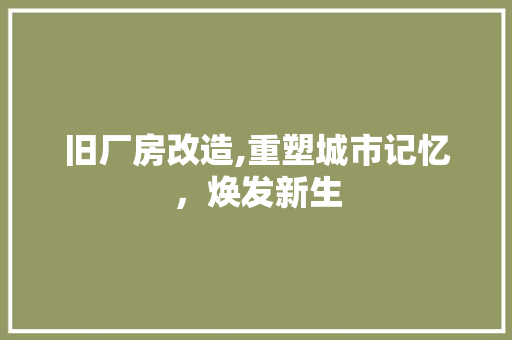 旧厂房改造,重塑城市记忆，焕发新生