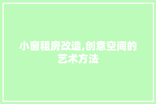 小窗租房改造,创意空间的艺术方法