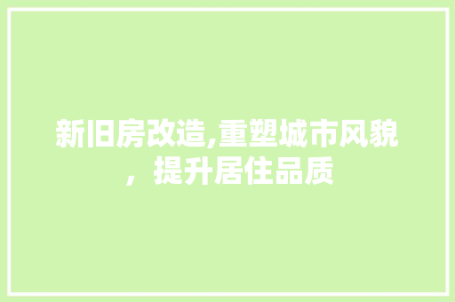 新旧房改造,重塑城市风貌，提升居住品质
