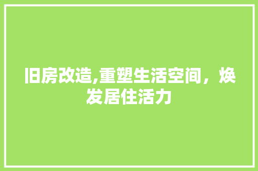 旧房改造,重塑生活空间，焕发居住活力