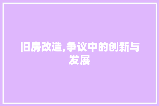 旧房改造,争议中的创新与发展