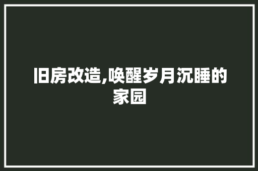 旧房改造,唤醒岁月沉睡的家园