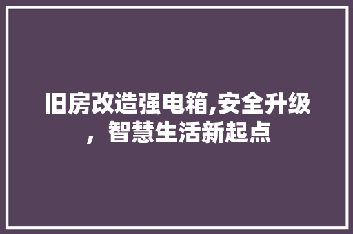 旧房改造强电箱,安全升级，智慧生活新起点
