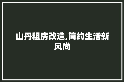 山丹租房改造,简约生活新风尚