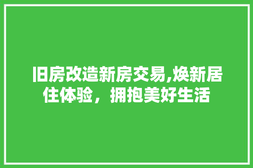 旧房改造新房交易,焕新居住体验，拥抱美好生活