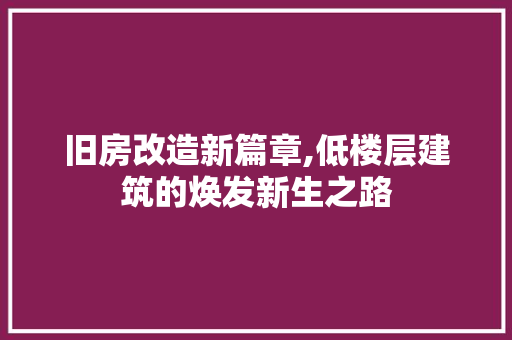 旧房改造新篇章,低楼层建筑的焕发新生之路