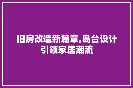 旧房改造新篇章,岛台设计引领家居潮流
