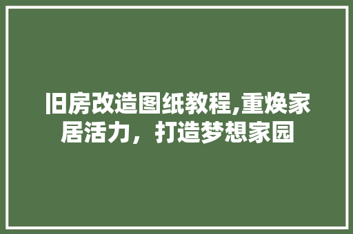 旧房改造图纸教程,重焕家居活力，打造梦想家园