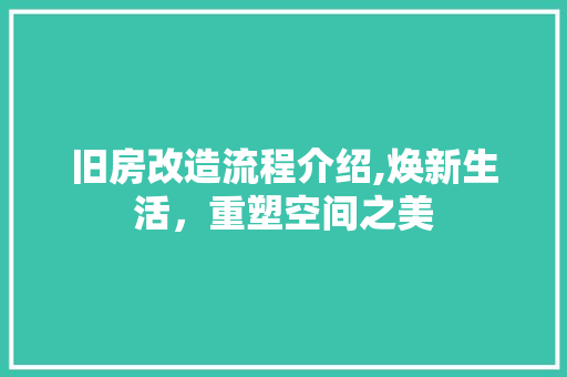 旧房改造流程介绍,焕新生活，重塑空间之美