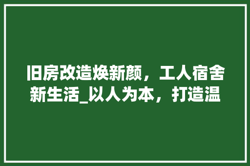 旧房改造焕新颜，工人宿舍新生活_以人为本，打造温馨舒适的工人之家