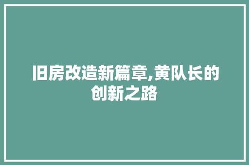 旧房改造新篇章,黄队长的创新之路