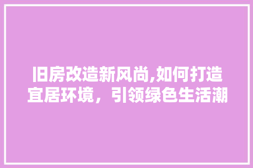 旧房改造新风尚,如何打造宜居环境，引领绿色生活潮流
