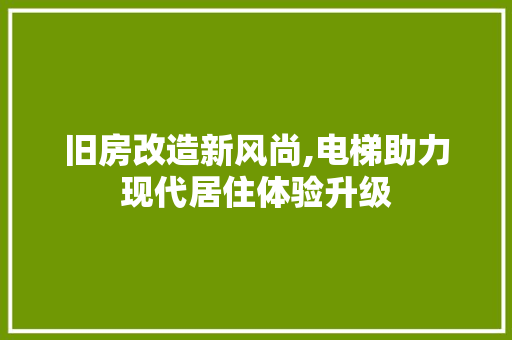旧房改造新风尚,电梯助力现代居住体验升级